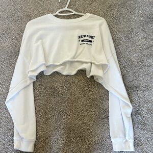 Garage White Long Sleeve Crop Top